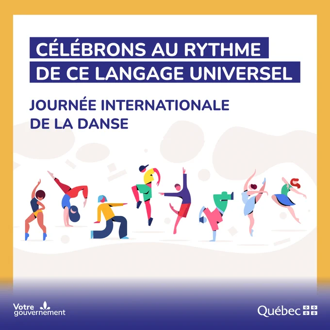 [Journée internationale de la danse]
Pour célébrer la danse et obtenir des idées d’activités, de sorties ou d’événements en danse partout au Québec, visitez le site de @quebecdanse: https://www.quebecdanse.org/agenda/.
#DanseQc #CultureQc