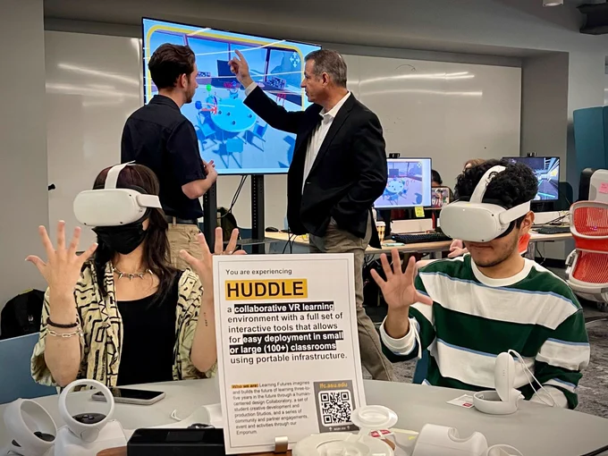Huddle up!

Being showcased by @asu_lf students in the Creativity Commons today, Project Huddle is a collaborative #VR learning environment with a full set of interactive tools that allows for easy deployment in small or large classrooms using portable infrastructure. #XR #edtech