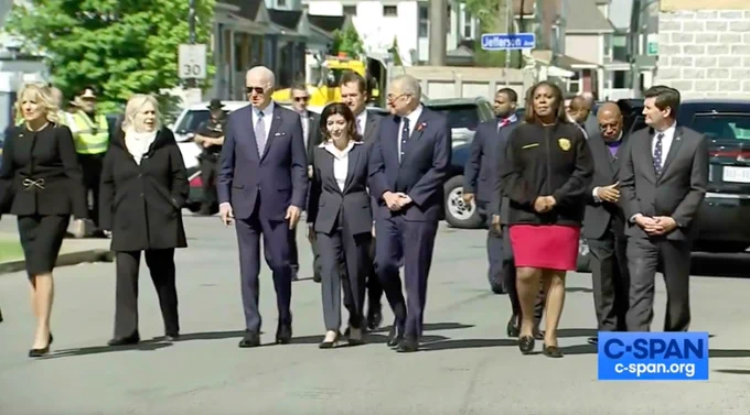 President Biden, the First Lady, Senator Schumer, and more join together to mourn in Buffalo, May 17, 2022.