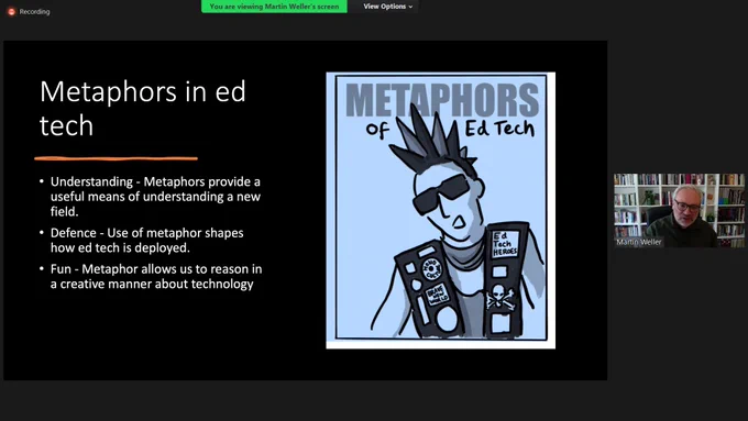 Metaphors in #EdTech can be used to help with understanding, defense or can help us think in fun/creative ways
says 