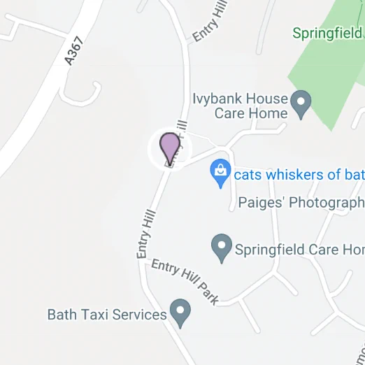Map of a location South of Bath, UK.