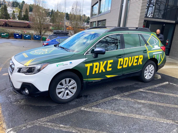 Seattle Storm Subaru Wrap, completed by SuperGraphics.