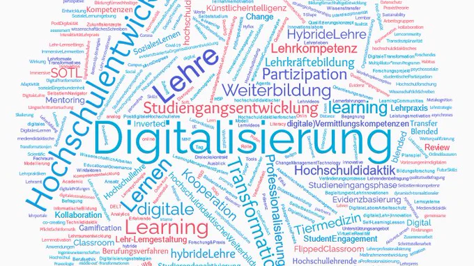 Wortwolke aus Schlagworten:
Post-pandemischesLehren Präsenz

DigitalUniversityTeachingLiteracy, 
Qualifizierungsangebote, SelbstlernNavigator
PostDigitalität, Praxeologie, Habitus
Kompetenznetzwerk, Innovationslabore, Strukturentwicklung
LearningAnalytics; Ethik; Didaktik
ForschendesLernen, StudentEngagement, Rolle
DigitalePrüfungen / Onlineklausuren LearningManagementSystem ILIAS
KünstlicheIntelligenz; Prüfen; wissenschaftlichesSchreiben
AkademischesPersonalmanagement, Lehrkompetenz, Berufungsverfahren
DigitaleTransformation, hybrideLehre, Labordidaktik, kompetenzorientierteLaborveranstaltung
studentischePartizipation, statusübergreifendeLehr-undLernentwicklung
lehrportale online-angebote kollaboration 
HochschuldidaktischePraxis, Studieneingangsphase, Berufsethik
Digitalisierung, Leitungsperson, hochschuldidaktischesZentrum
vergleichendeCurriculumsanalyse; transformationsorientierteStudienangebote; Hochschul- und Studiengangsentwicklung
Fachkultur; E-Portfolio;
und vieles mehr....
