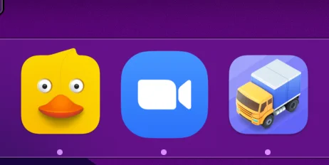 Three Mac OSX icons in the dock. The first showing the Cyberduck icon which is yellow and has the face of a adorable duck.