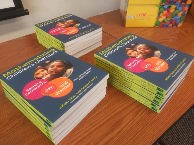 Three stacks of the book, Mathematizing Children's Literature