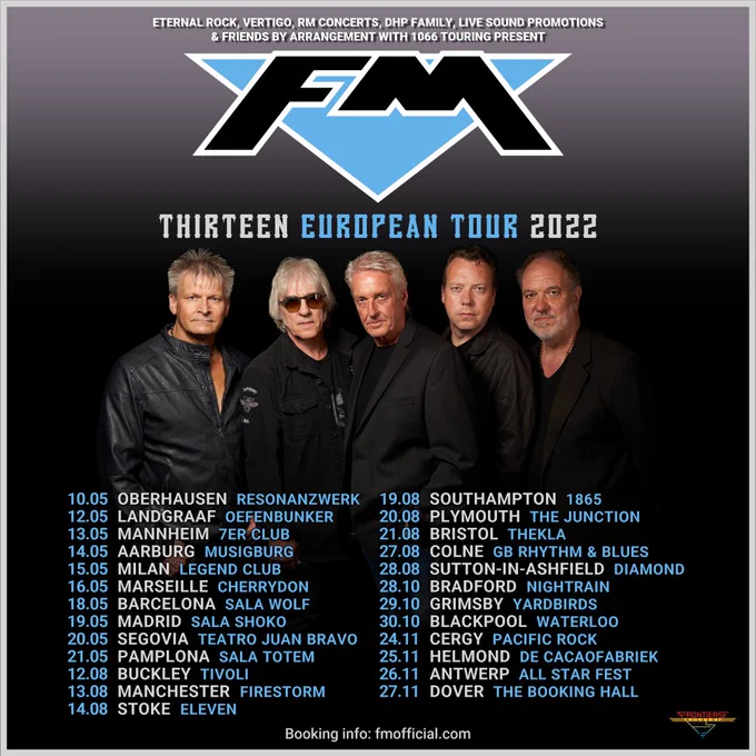 FM "Thirteen European Tour 2022" tour dates poster