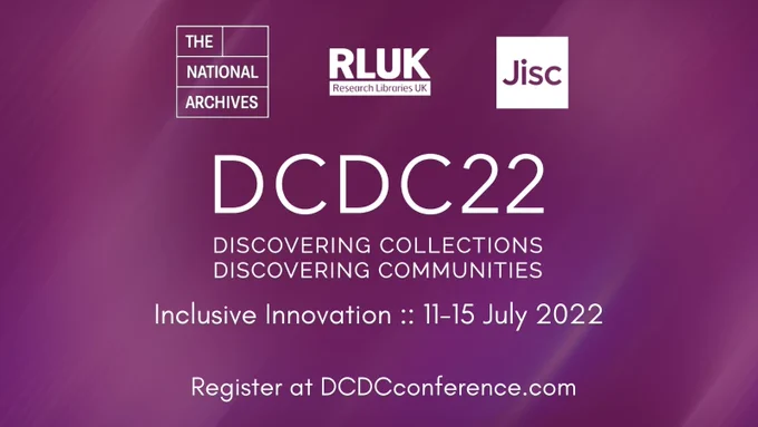 Logo for DCDC partners with conference dates 11 - 15 July 2022 and link to dcdcconference.com