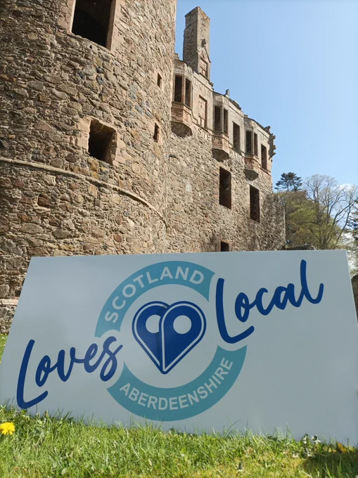 Photograph courtesy of Aberdeenshire Council Economic Development - Scotland Loves Local - Aberdeenshire banner beside an Aberdeenshire castle!