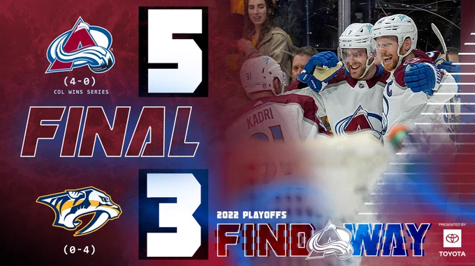 Final score. Avalanche 5, Predators 3.