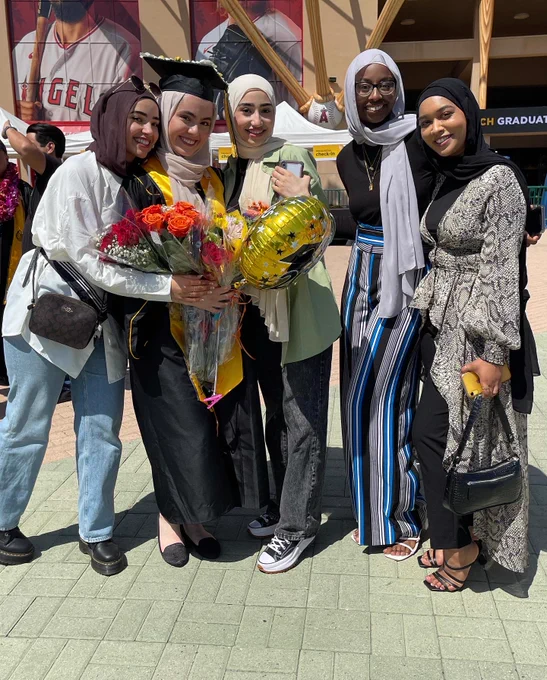 Graduates, families and friends celebrate following the 2022 commencement ceremonies for CSULB's College of Natural Sciences and Mathematics.