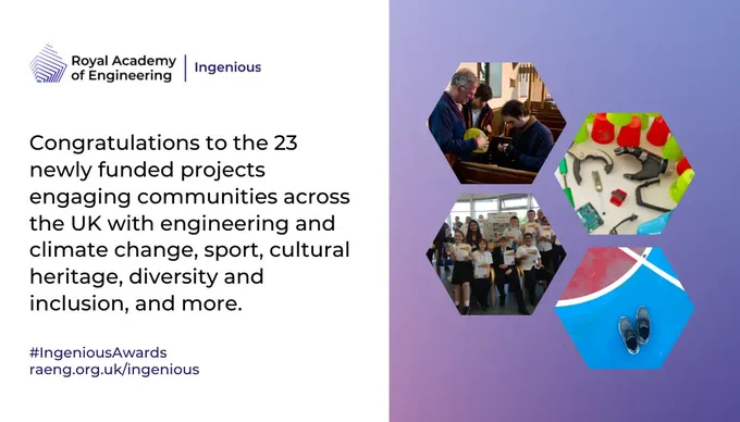 Congratulations to the 23 newly funded projects engaging communities across the UK with engineering and climate change, sport, cultural heritage, diversity and inclusion, and more. Four images of some projects