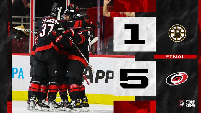 Canes beat the Bruins 5-1