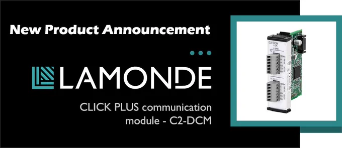 New product announcement from Automation Direct - C2-DCM serial communications options module for the CLICK PLUS PLC