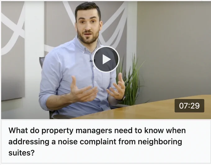 In this latest edition of our video series on Frequently Asked Questions about Noise, Vibration & Acoustics, Simon Edwards answers the question: What do property managers need to know when addressing a noise complaint from neighboring suites?