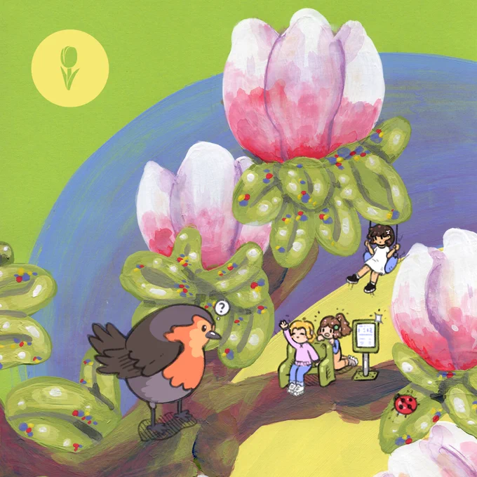 on a magnolia tree a red robin descends only to find 3 nerds hanging around