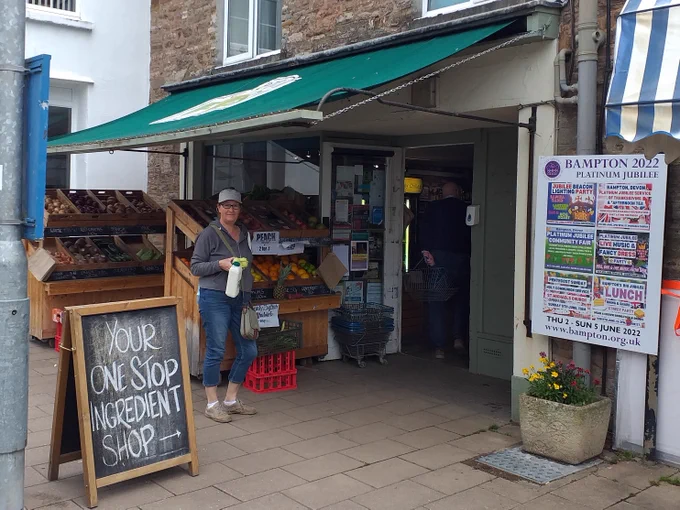 Susan outside Bampton Fresh in Bampton Devon