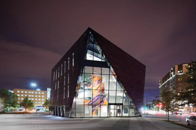 Exterior view of moCa, the Museum of Contemporary Art in Cleveland. 