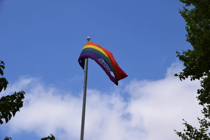 Pride flag raised outside County Hall.
