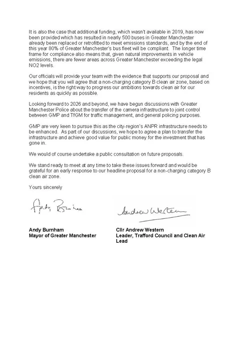 Letter from Mayor of Greater Manchester to Environment Secretary George Eustice