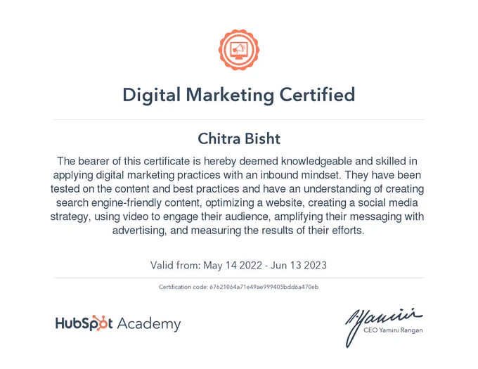 Digital marketing certification
