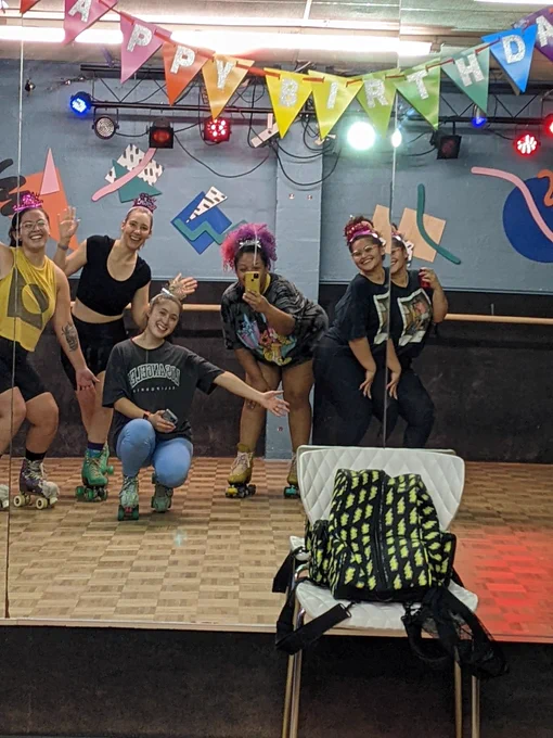 4 dance skaters celebrate a birthday