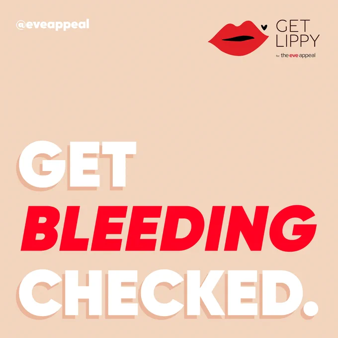 beige word tile which says: get bleeding checked.