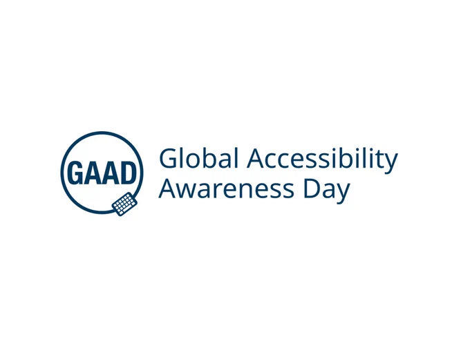 Global Accessibility Awareness Day logo, with the letters GAAD inside a circle that meets at the image of a computer keyboard.