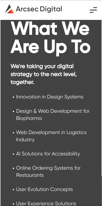 Screenshot of Arcsec Digital brochure page featuring AI Solutions for Accessibility.