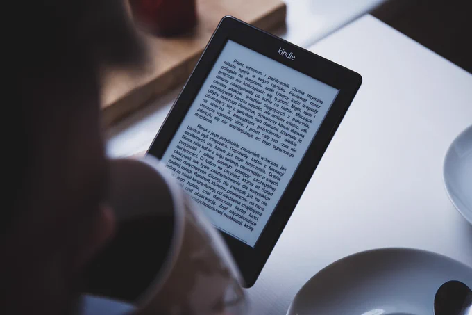 An electronic notebook with text filling the screen.