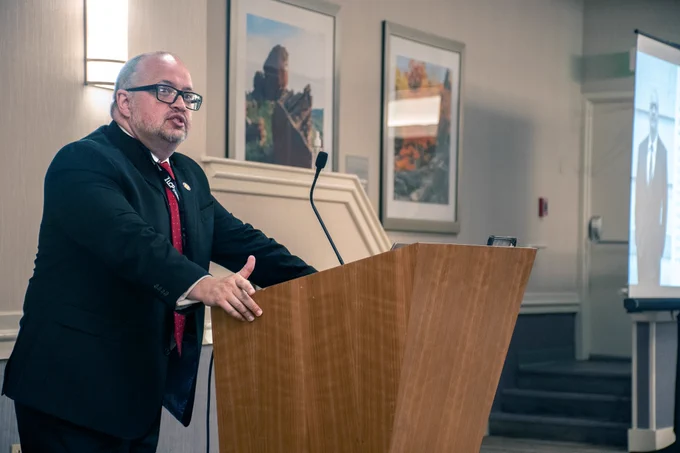 Denver Labor Executive Director Jeffrey Garcia presenting at the LCPtracker seminar in Denver.