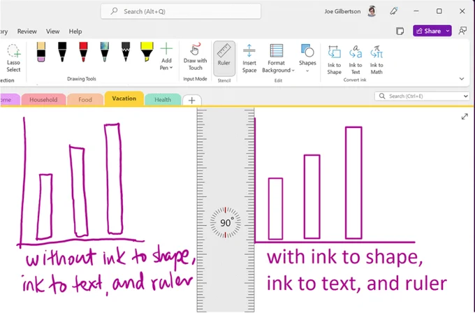 Picture of Ruler in OneNote Desktop