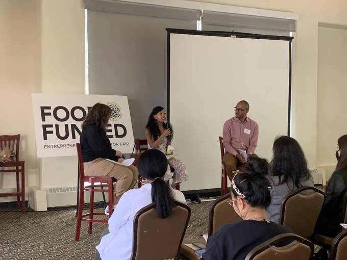 Kamari Quiñones speaking at Food Funded