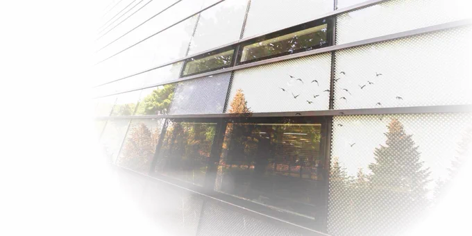 Image of the windows of the home of IET, the Jennie Lee Building on the OU's campus