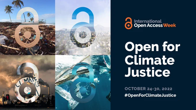 Outlines of 4 unlocked padlocks over images depicting various impacts of climate change