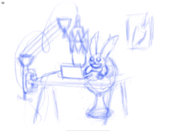 Sketch of rabbit with a big microphone