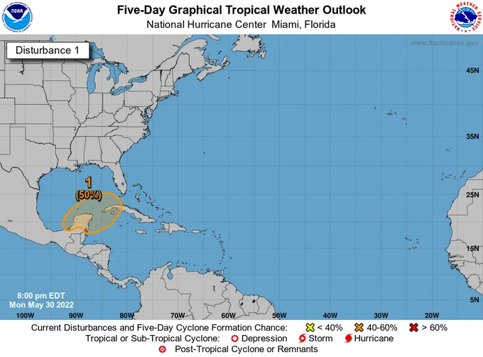 5-day Graphical Tropical Weather Outlook Area for the North Atlantic Basin.