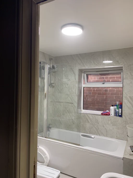 The bathroom unaffected as internal door closed 