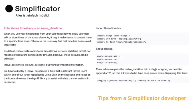 Ecto stores timestamps as :naive_datetime
https://til.simplificator.com/posts/75
