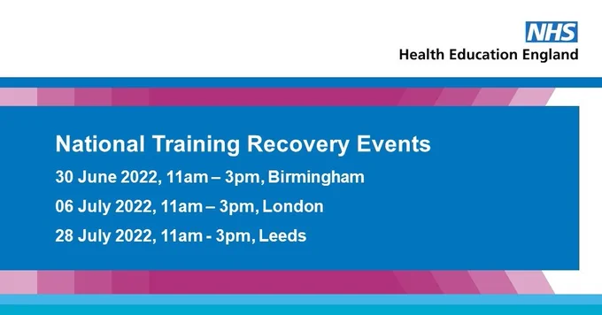 Training recovery events being held in Birmingham, London and Leeds