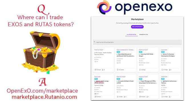 Utility tokens EXOS and RUTAS are abundant in the OpenExO and Rutanio marketplaces.