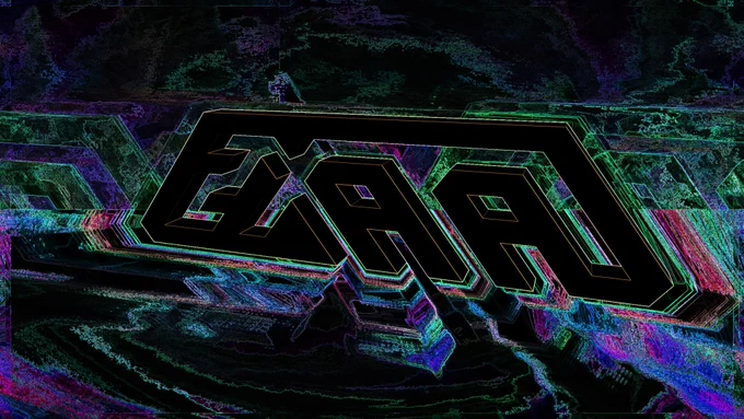 2xAA graphic logo with hue shifted distortion and feedback
