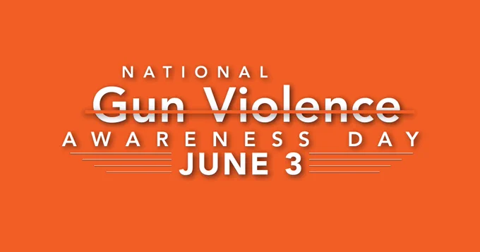 "National Gun Violence Awareness Day" white text on an orange background