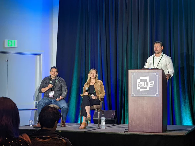 Niko, Christina, James on awe stage