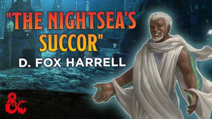 Brother Broumane, a Nightsea chil-liren clad in robes made from a patchwork of rough-spun and fine white fabrics, is one of the charismatic leaders that can be encountered in "The Nightsea's Succor" adventure from Journeys Through the Radiant Citadel.

Text on graphic: "The Nightsea's Succor" by D. Fox Harrell