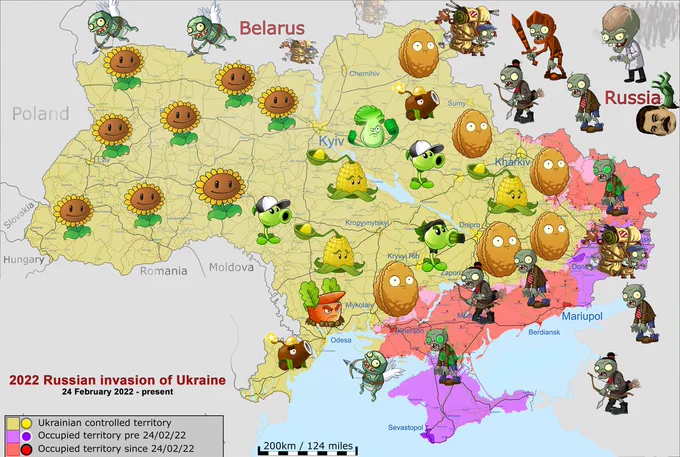 2022 Russian invasion of Ukraine.  A real map!