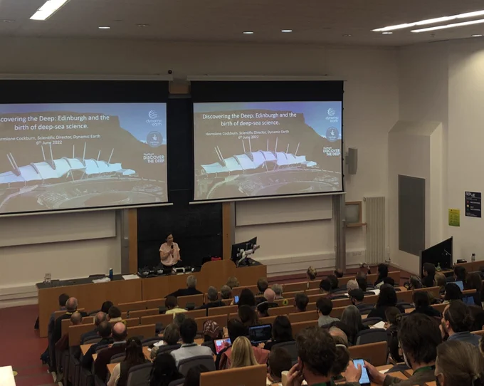 A view of the busy lecture theatre.
