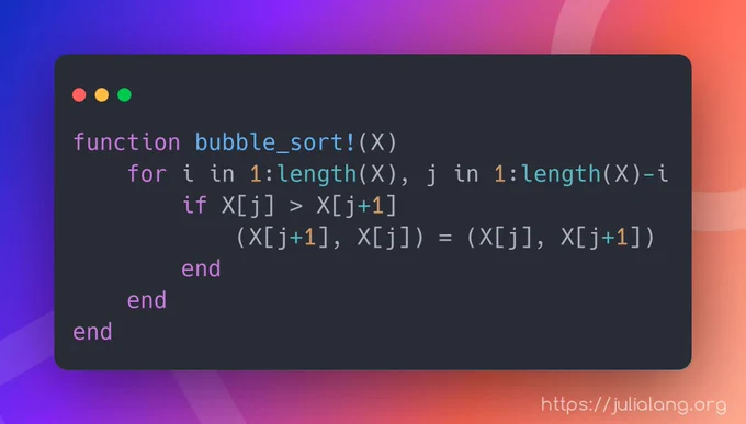 Bubble sort in the Julia Language