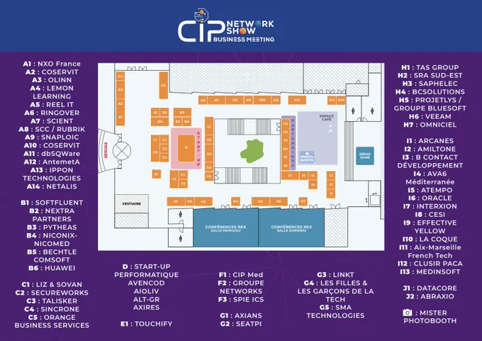 plan détaillé CIP Network Show 2022 Marseille parc chanot palais des congres