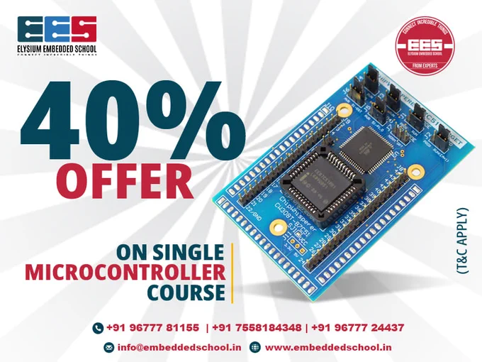 Join & Learn Microcontroller Course with 40% Offer only at Elysium Embedded School✨

Elysium Embedded School provides the latest professional Embedded Systems Courses.

👉 Are you interested in Microcontroller Courses??
👉Join Now @ Elysium Embedded School to transform your Career.
👉 You are in the right place @ Elysium Embedded School and become an ARM Microcontroller Expert
👉We are the Best Core Placement Training Services & Technical Education Center.

📲Ping us: https://m.me/embeddedschool
📲WhatsApp Chat link: https://wa.me/9677781155
👉Book an appointment: https://bit.ly/3AZgUVY
🌏Visit our website: https://embeddedschool.in/
Location: https://g.page/elysium-embedded-school

#embeddedschool #embeddedtraining #traininginstitute #roboticsclass #robotictraining #embeddedcourse #embeddedsoftware #PIC #microcontroller #rasberry #sensory #trainingcenter #courses2021 #rasberrypi #picomicrocontroller #Firmware #firmwareengineer #embeddedcourse #picomicrocontroller #raspberrypi ##embedd