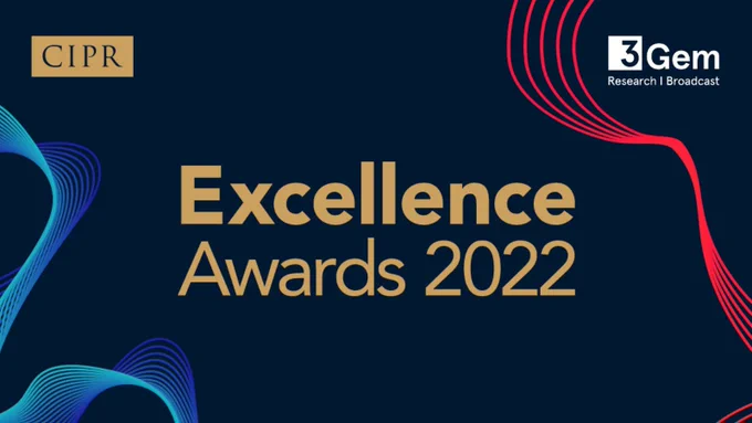CIPR Logo. Headline: Excellence Awards. Three Gem research logo.